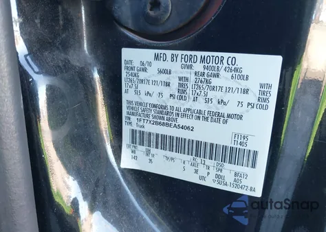 2011 Ford F-250 Xlt from USA, damaged, VIN 1FT7X2B68BEA54062